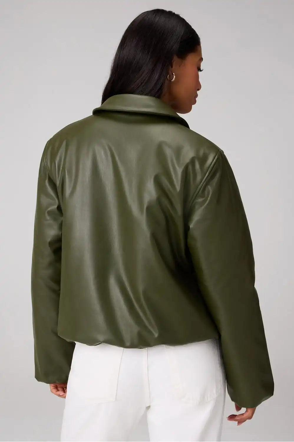 Faux Leather Padded Bomber Jacket