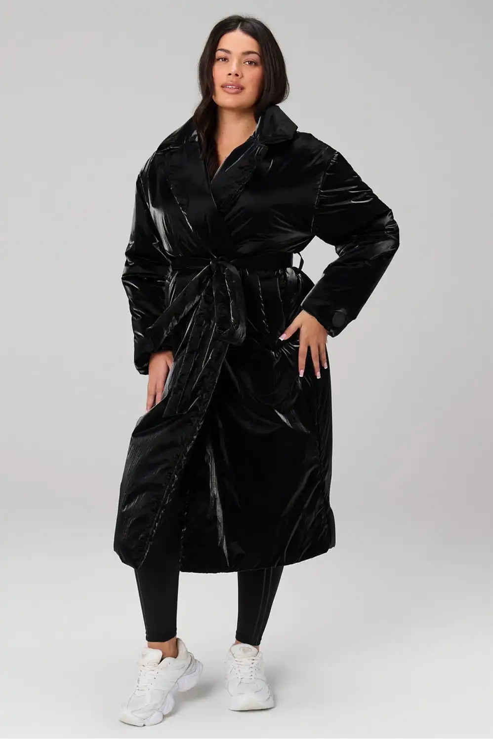 Belted Shine Insulated Long Coat