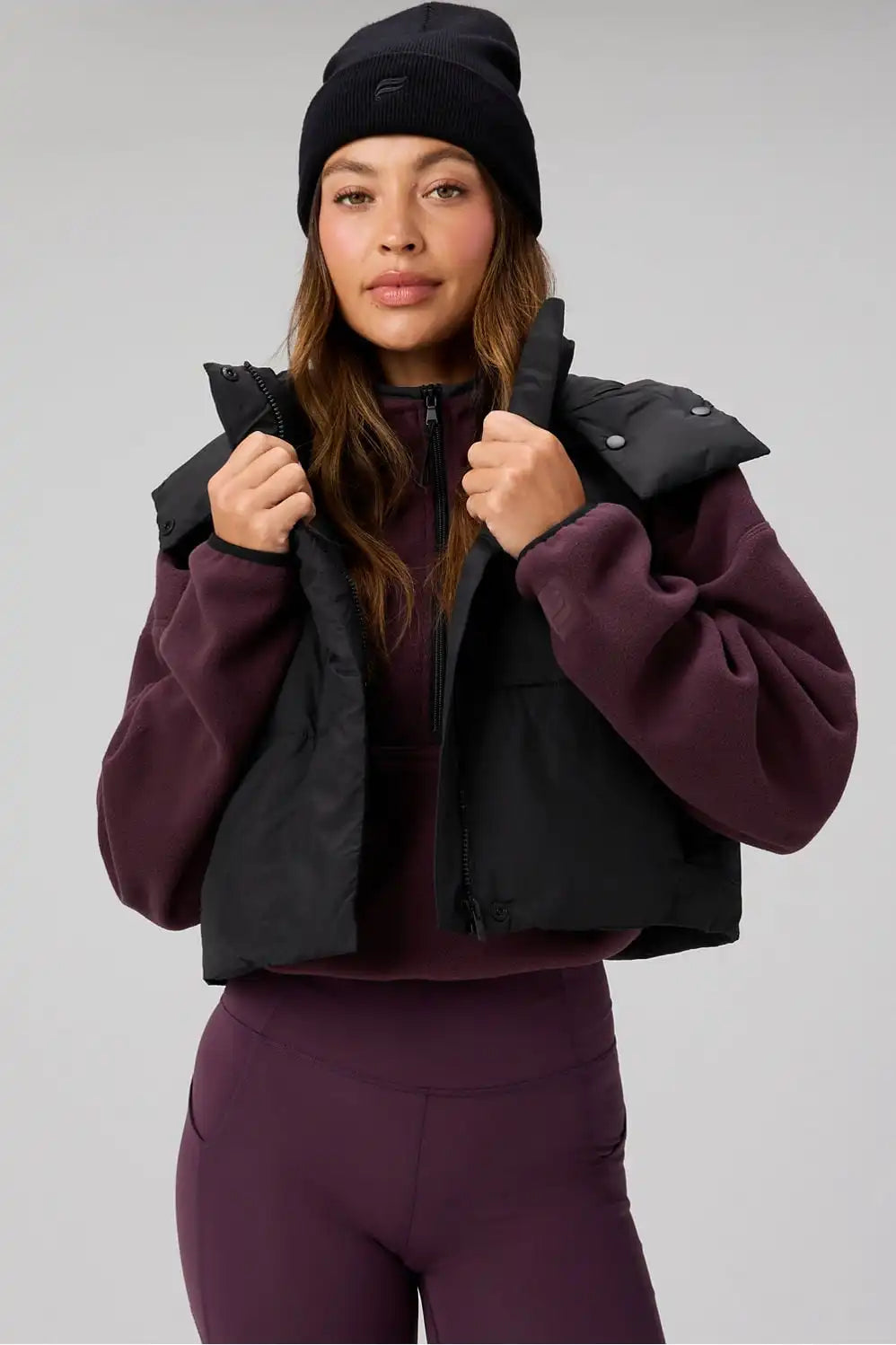 Essential Cropped Hooded Puffer Vest
