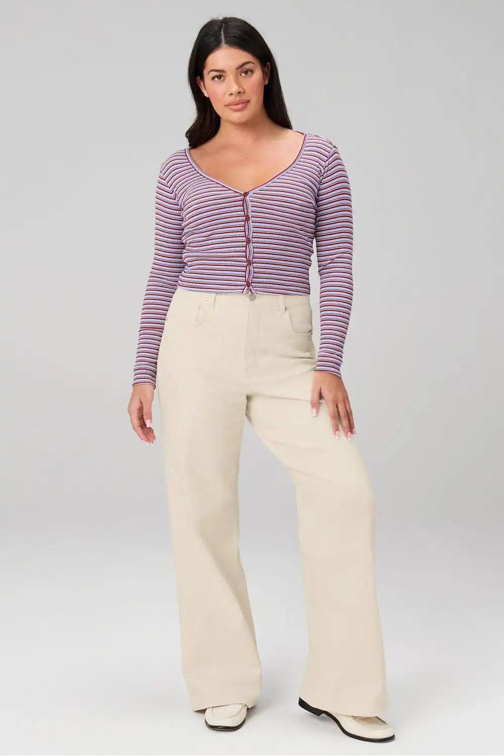 Modal Rib Cardigan Long-Sleeve Top