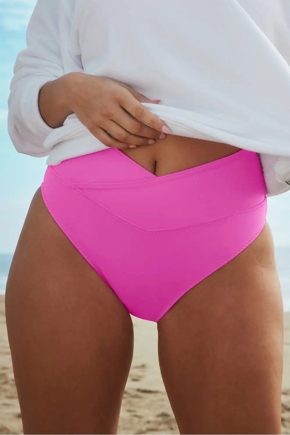High-Waisted Cross Over Swim Bottom