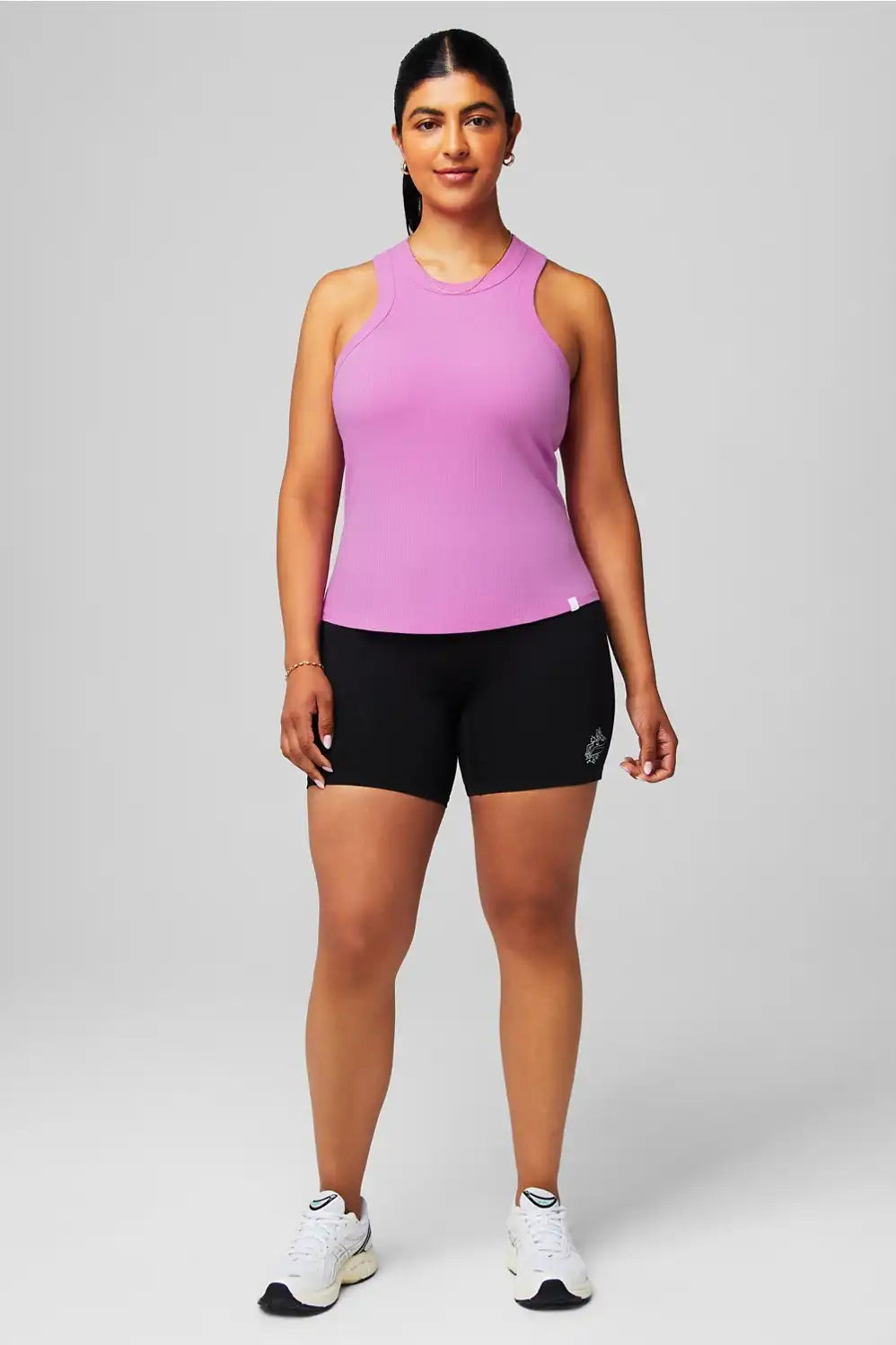 High Neck Rib Built-In Bra Tank